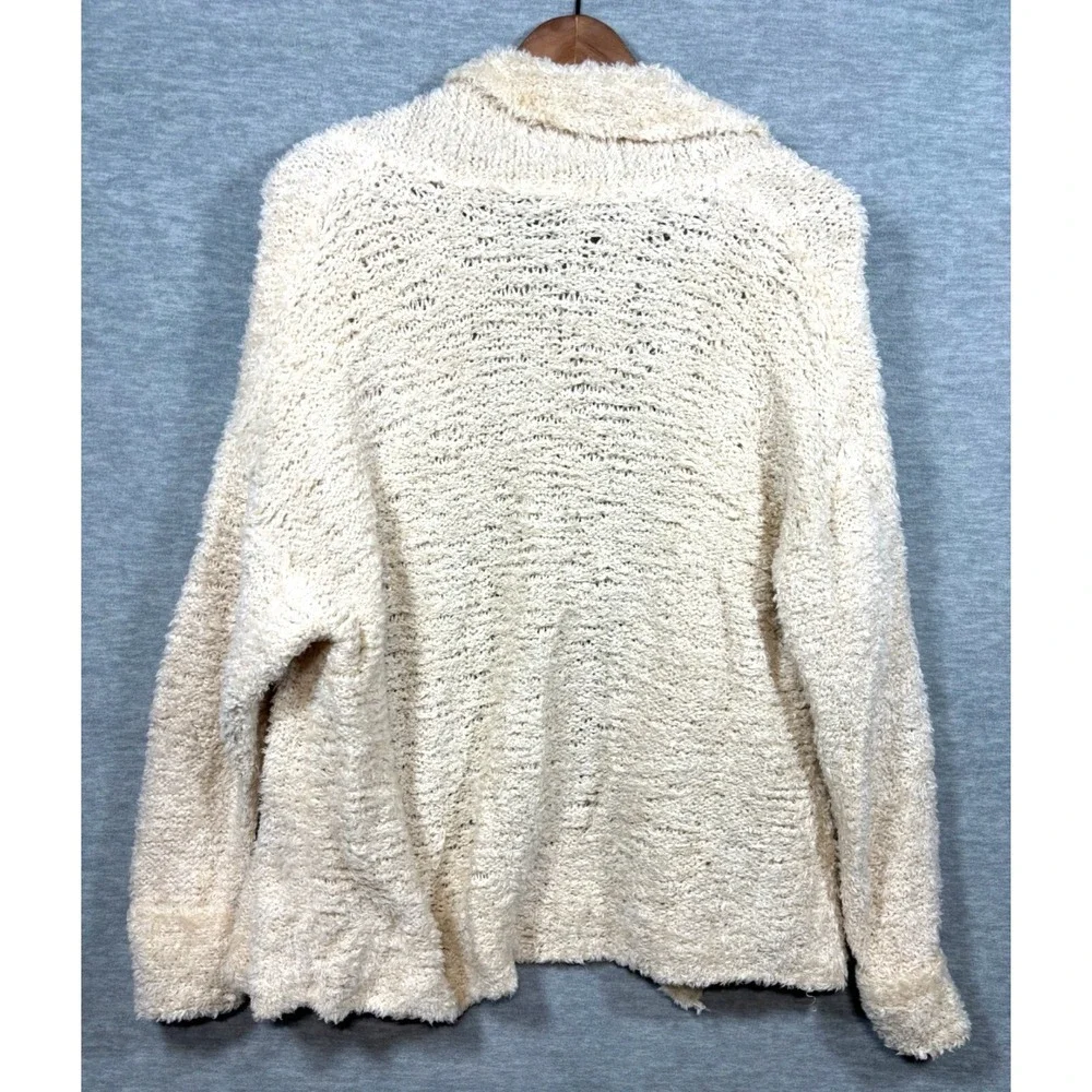 Free People Womens S‎ Sweater Wool Blend Cream Fuzzy Jacket Asymmetrical Zip